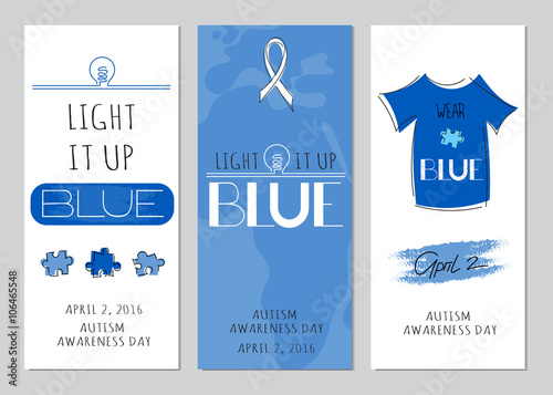 Autism awareness set of banners