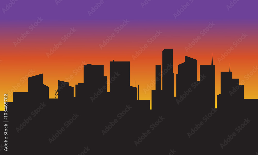 Silhouette of building colorful