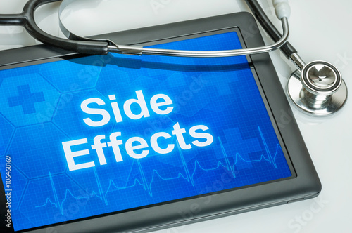 Tablet with the text Side Effects on the display photo
