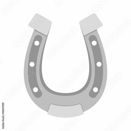 Horseshoe Icon. Silver Horseshoe isolated on white background. Horseshoe flat style. Vector Illustration