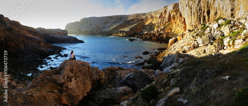 Cliffs at South West shore of Portugal, Algarve, near Sagres and Cape Saint Vincent