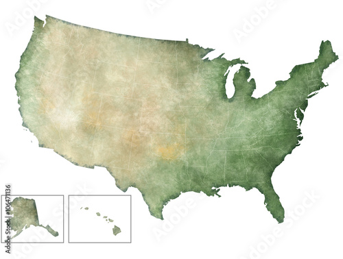Illustrazione della mappa degli USA, Stati Uniti d'America photo
