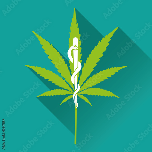 Medical marihuana new logo, icon. Flat design vector illustration