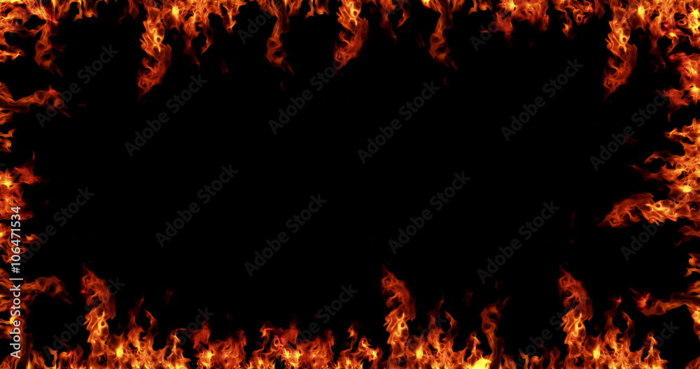 frame of real fire flames burn motion on black background seamless loop ready