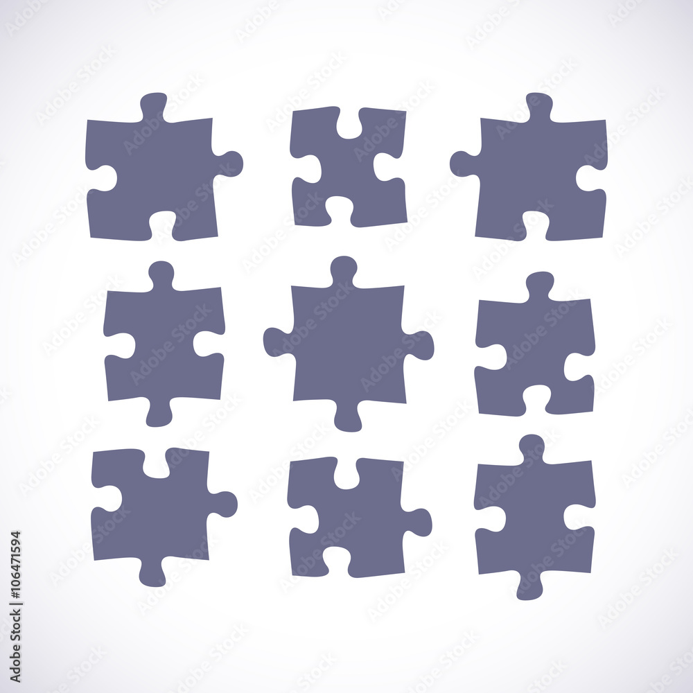 Set of puzzle pieces in a flat design, vector illustration Set of puzzle pieces in a flat design, vector illustration