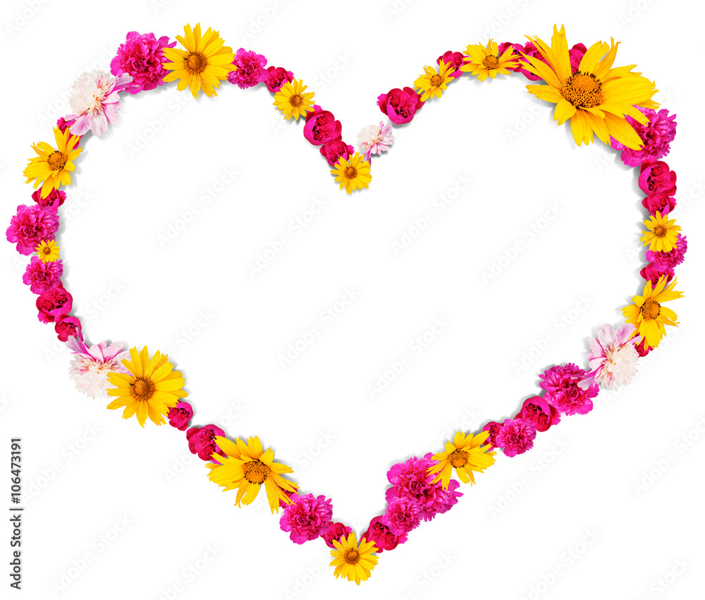 Heart shape from flowers