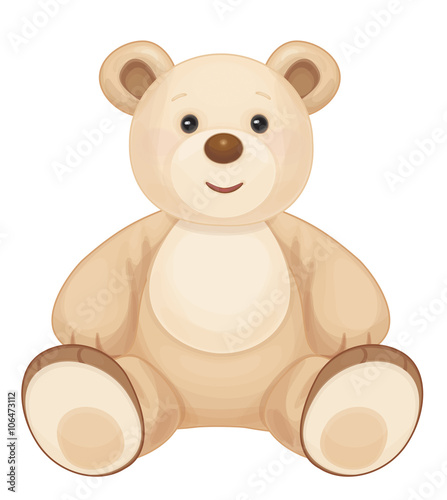 Vector brown sitting bear cartoon isolated.
