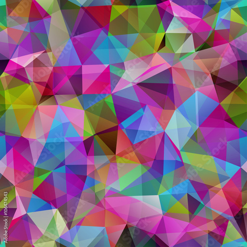 Triangle seamless pattern of geometric shapes. Colorful mosaic b