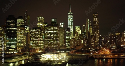 New york, south Manhattan, night, winter,close to Brooklyn bridge