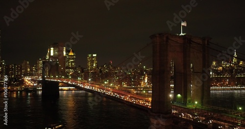 New york, south Manhattan, night, winter,close to Brooklyn bridge