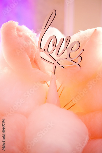 Wedding decoration love sign in sweet pink sugar