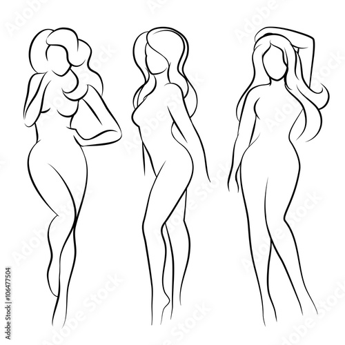 Black and white nude woman vectors Naked Woman Silhouette Or Nude Woman Silhouette Vector Illustration Stock Vector Adobe Stock