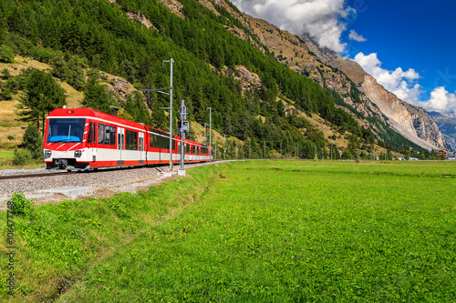 Electric red tourist train,Switzerland,Europe