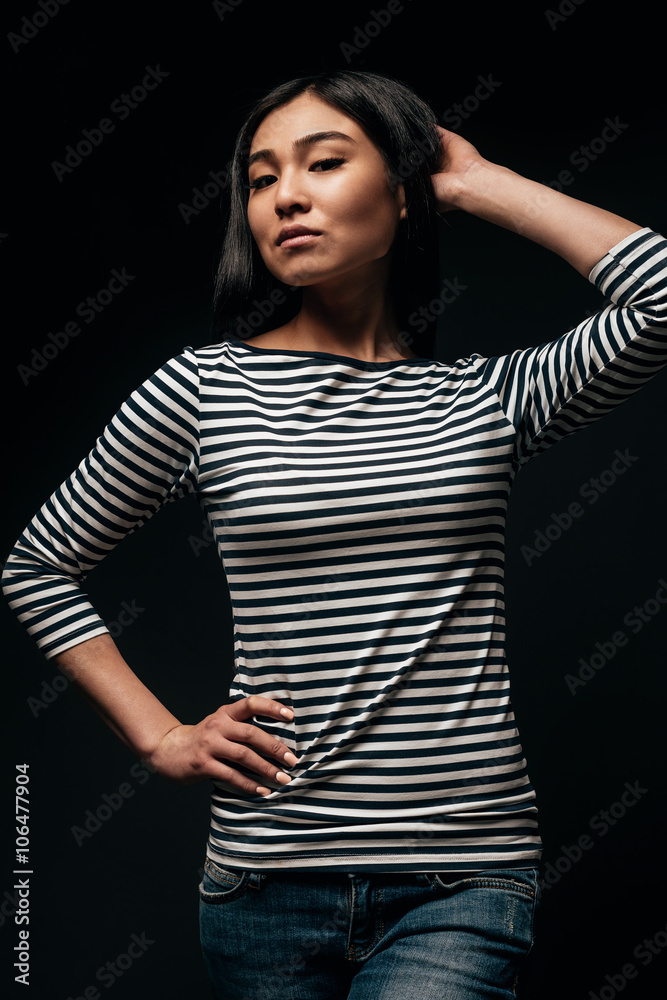 Confident about her beauty. Confident about her beauty.