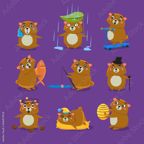Brown Bear Different Emotions Set