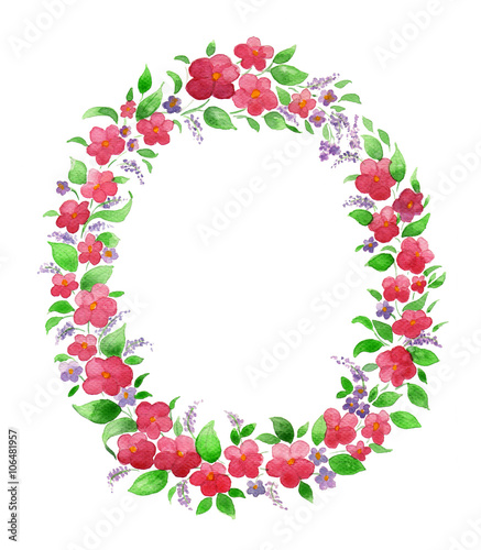 Watercolor flower wreath.