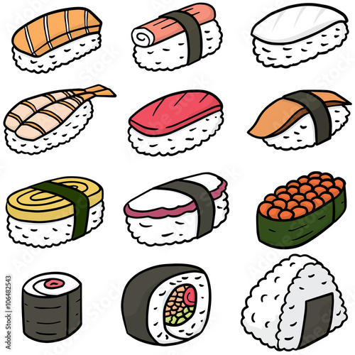 vector set of sushi