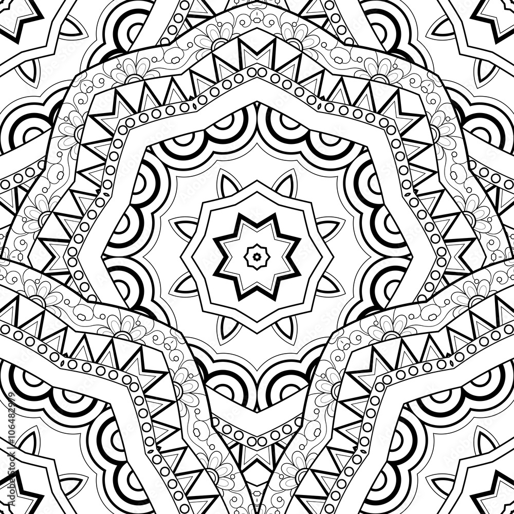 Vector Seamless Monochrome Ornate Pattern