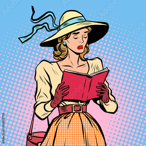 Vintage girl reading a book