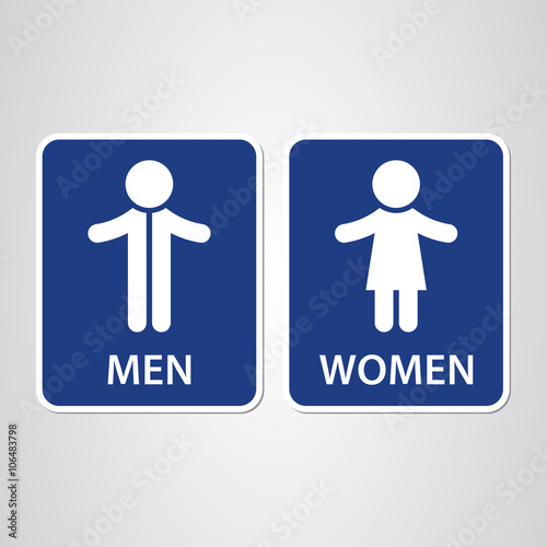 Wallpaper Mural toilet sign on blue background with text Torontodigital.ca