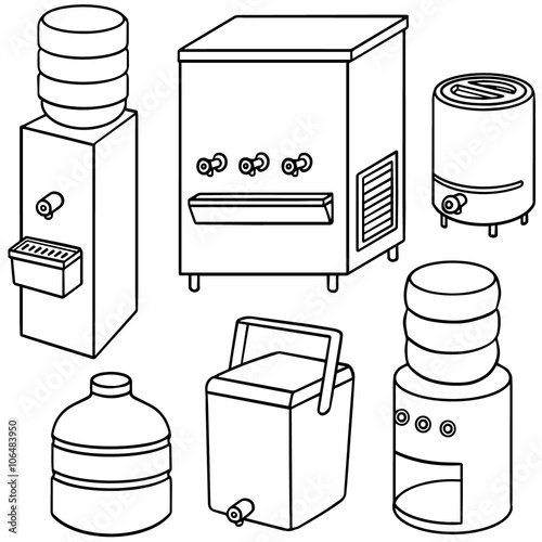 vector set of water cooler