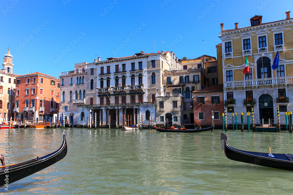 Traditional Gondola on a Venice canal