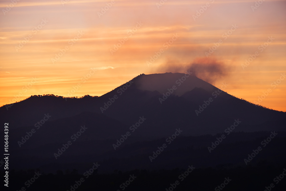 Sunrise at Kawah Ijen crater in East Java, Indonesia.