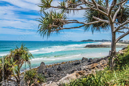 Hidden outlook on Burleigh Heads bay on the Gold Coast of Australia.