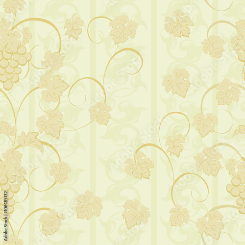 Vector repeating pattern with grape clusters in vintage style.