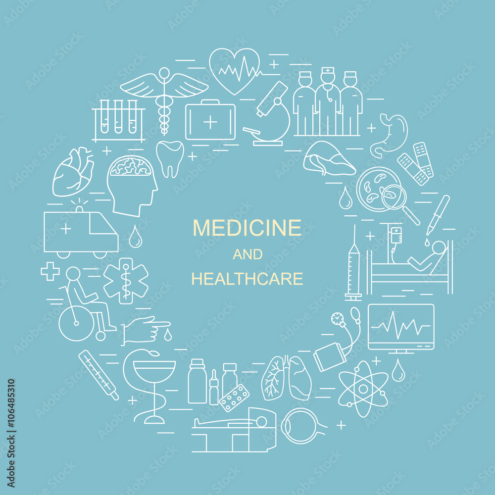 Vector line style illustration with on a theme medicine. Vector line style illustration with on a theme medicine.