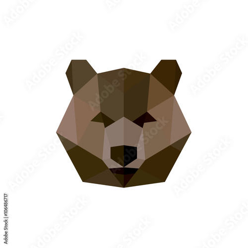 Grizzly Bear in polygon design style with flat faces vector illustrations of modern quality low poly