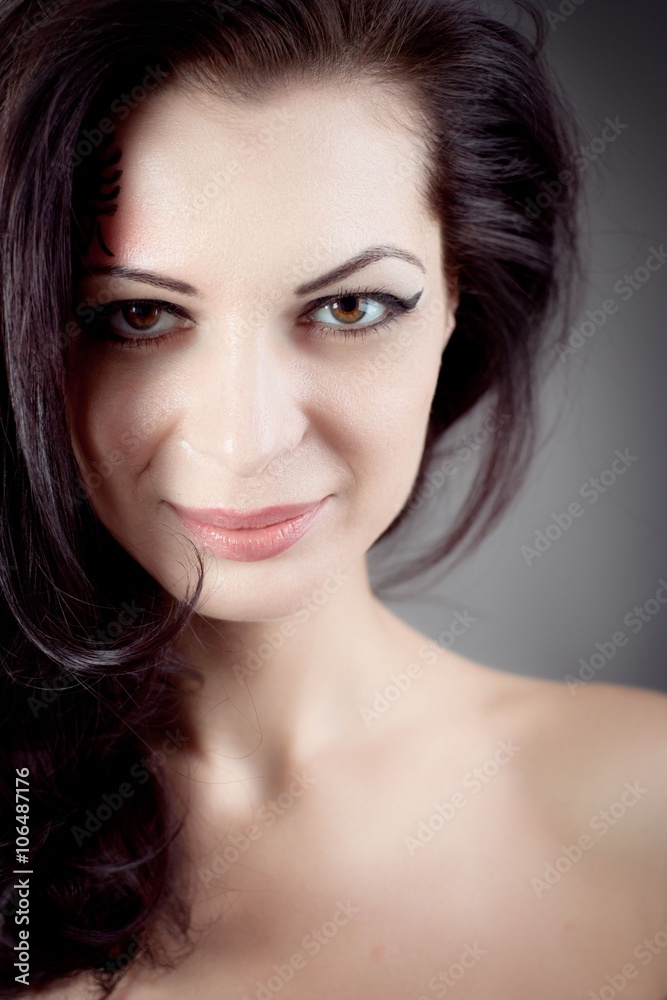 Beautiful girl with beautiful makeup, youth and skin care concept Beautiful girl with beautiful makeup, youth and skin care concept