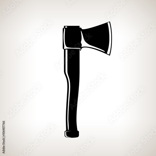 Axe, Silhouette Modern  Hatchet on a Light  Background, Agricultural Tool Ax , Garden Equipment, Black and White Vector Illustration