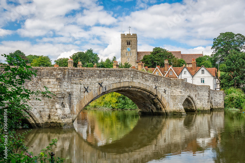 Rural Kent. View of Aylesford village  with medieval bridge and church in Kent  England.