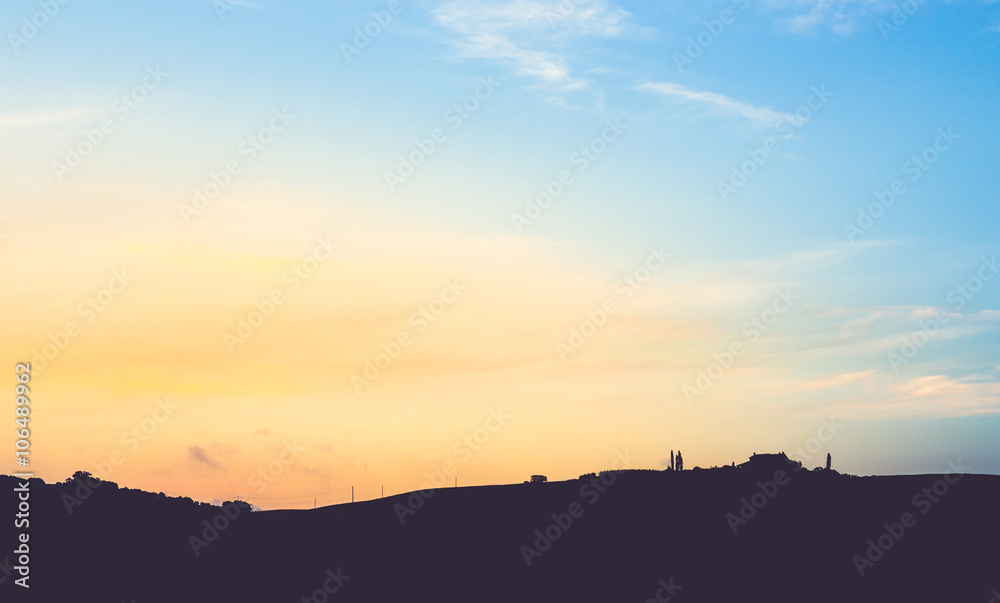 Silhouette of tuscan landscape