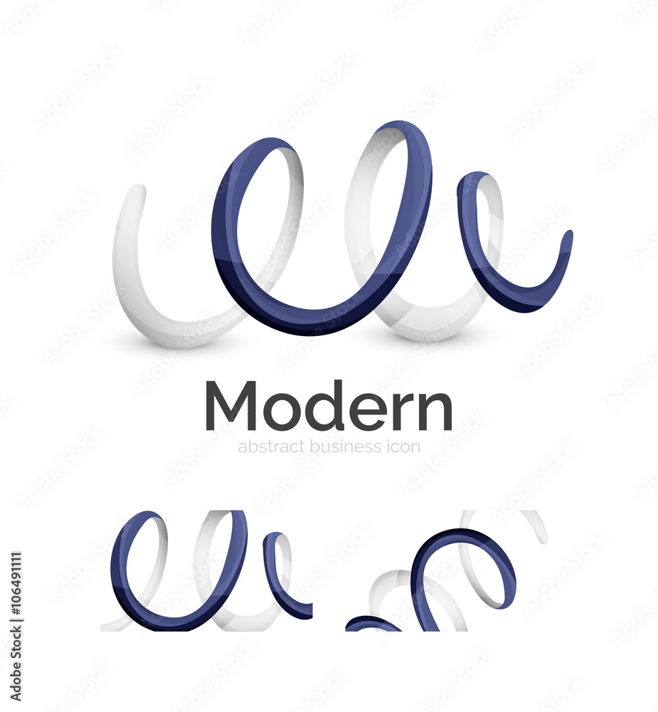 Abstract 3d swirl ribbon logo template with business card corporate identity design