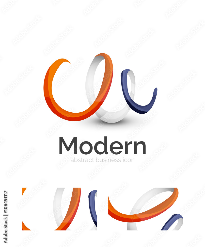 Obraz premium Abstract 3d swirl ribbon logo template with business card corporate identity design