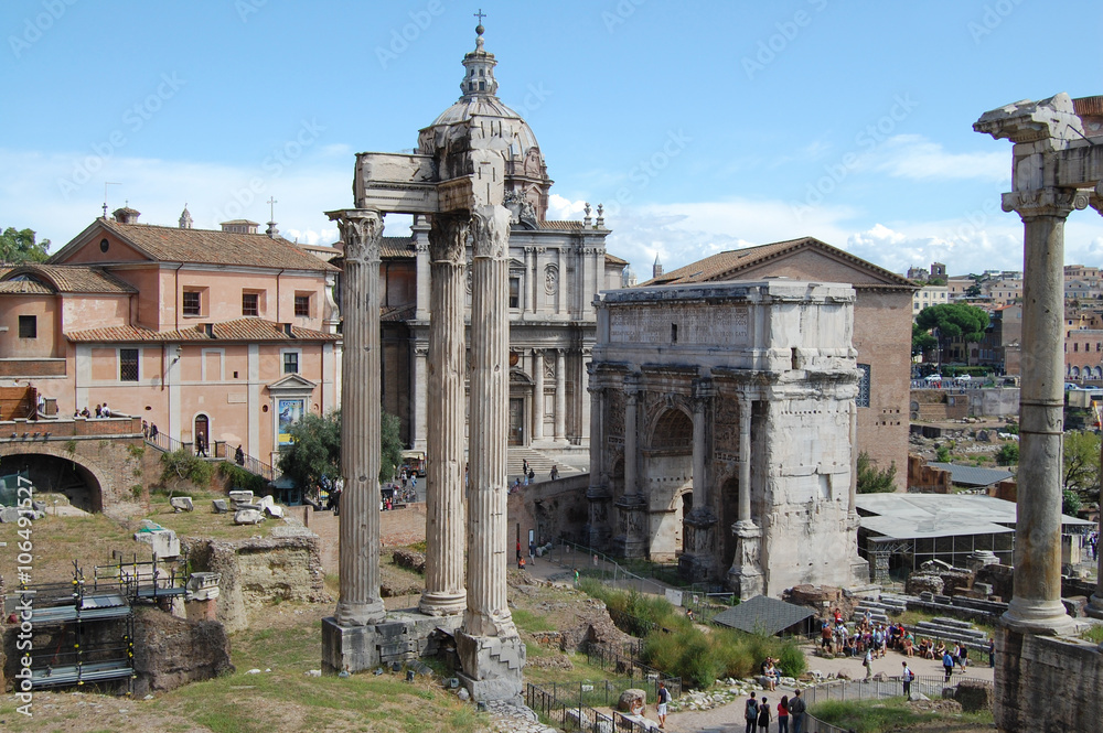 view of the ruins of the Roman Forum