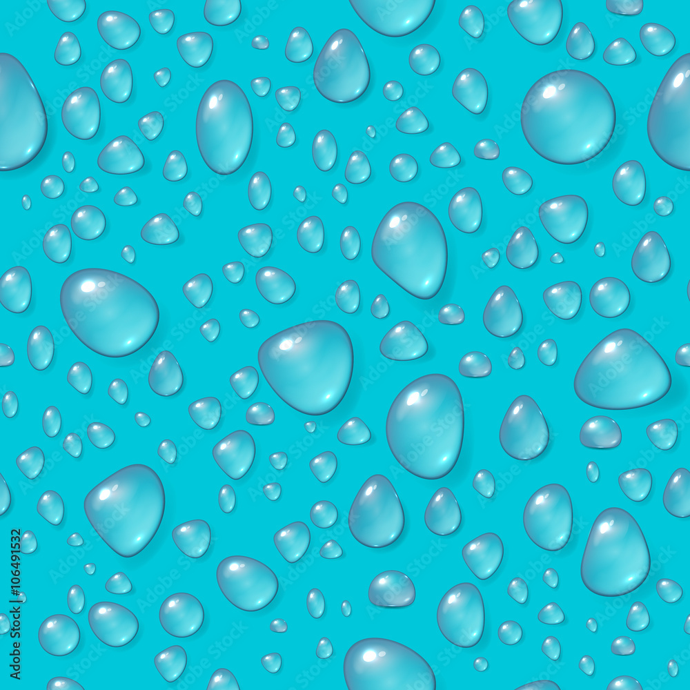 Water drops vector illustration on blue background