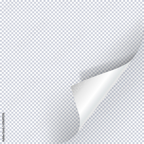 Page curl vector on transparent effect background