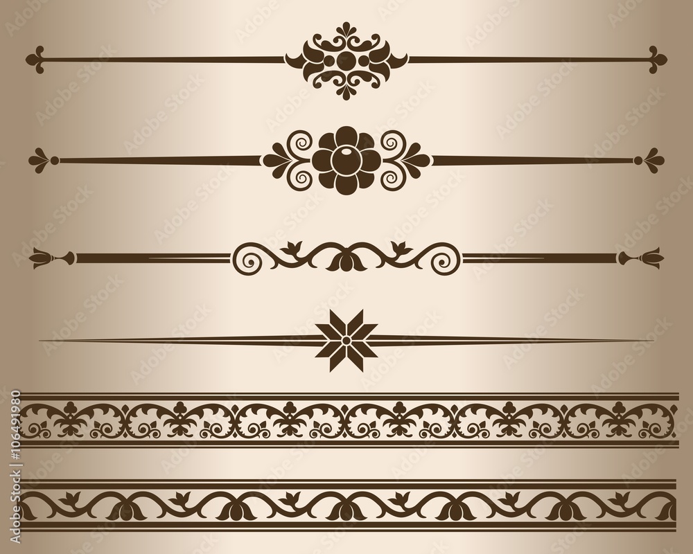 Fototapeta premium Design elements - decorative line dividers and ornaments. Vector illustration.