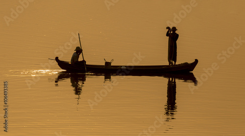 Silhouette of lake Mandalay,Myanmar