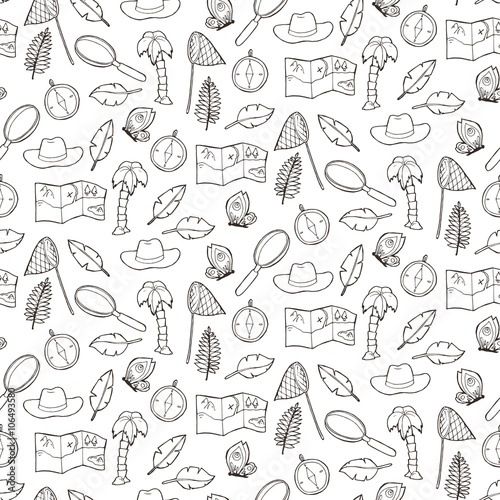 Seamless pattern with exploring elements