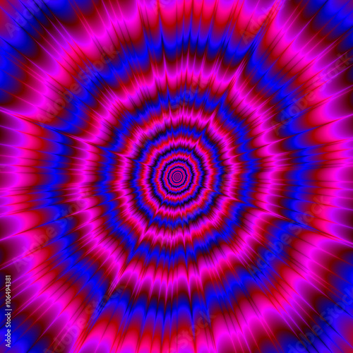 Gravity Waves / An abstract fractal image with a colour explosion design in pink and blue.