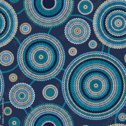 Seamless Ethnic Geometric Knitted Pattern. Style Circle Backgrou