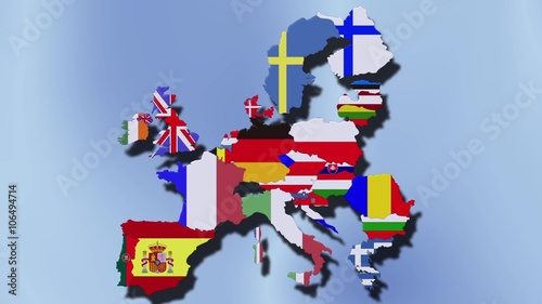 Independent Countries of Europe Connect in the Uniform Map of the European Union photo