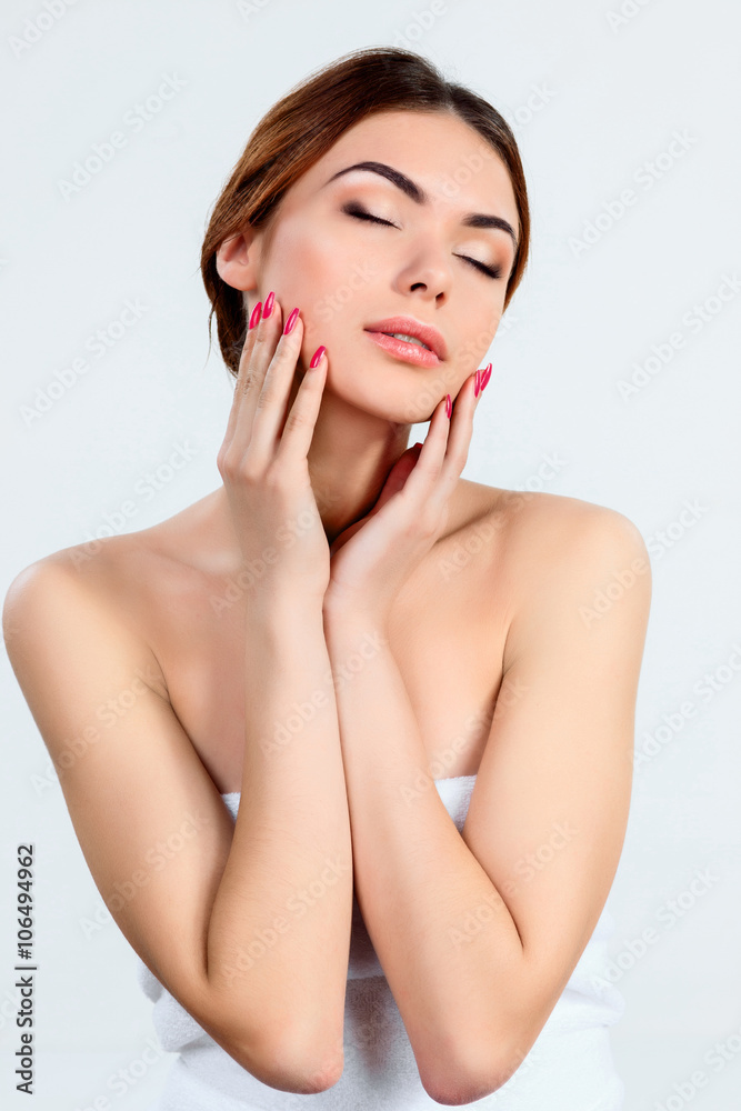 Beautiful girl with beautiful makeup, youth and skin care concept Beautiful girl with beautiful makeup, youth and skin care concept