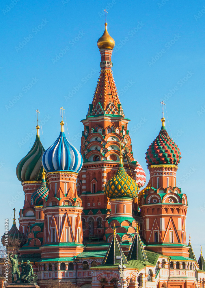 Roofs of St Basil Cathedral (Intersession cathedral) in Moscow, Russian Federation