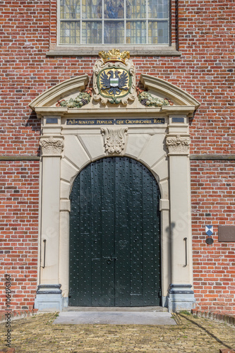 Door of the old church Koepelkerk in Sappemeer photo