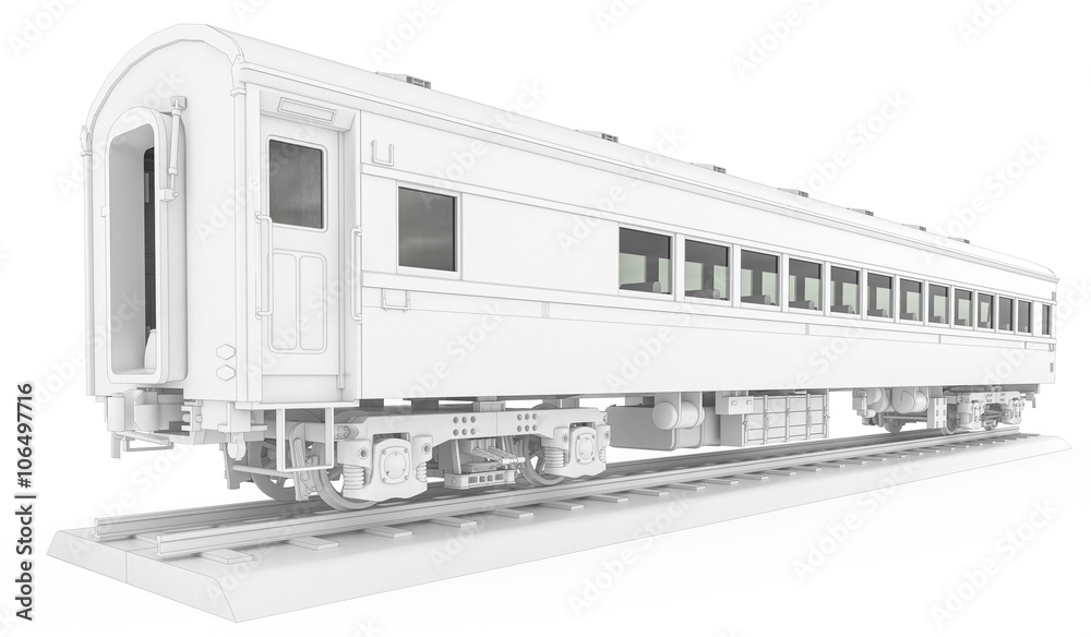 Fototapeta premium White locomotive isolated scene